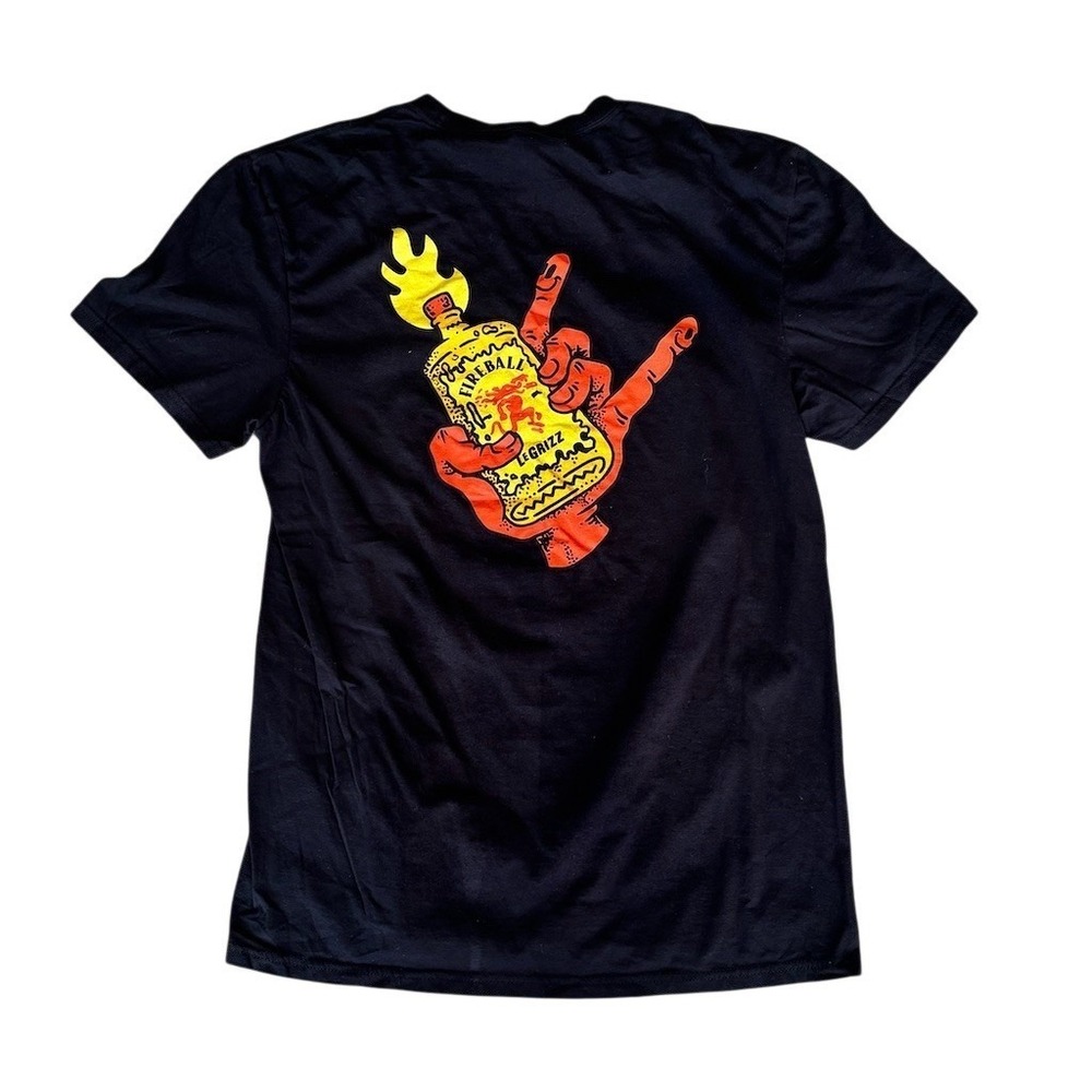 District Fireball LeGrizz Graphic T-Shirt Men's Size M Black Crew Neck